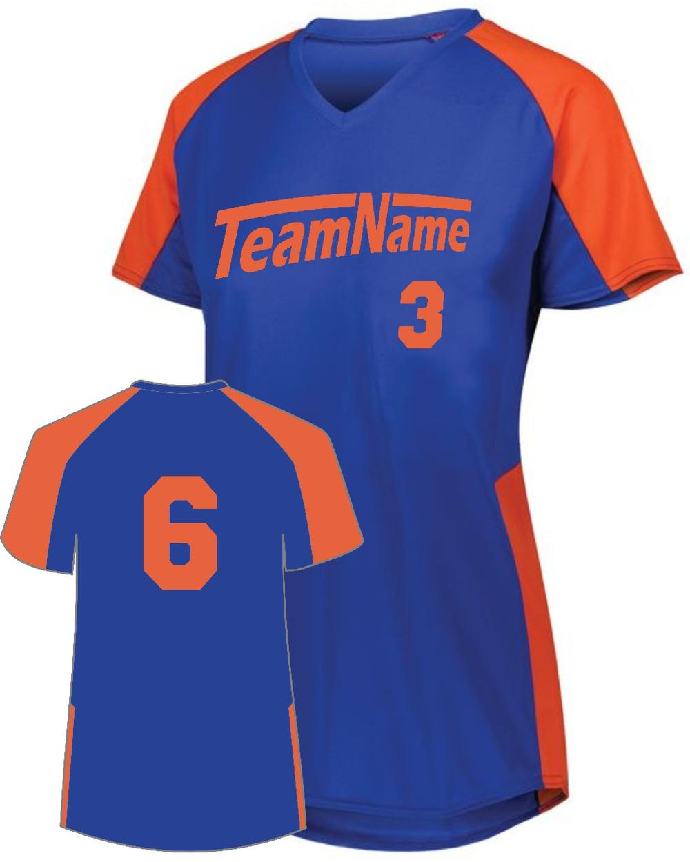 Augusta Women's Cutter Custom Softball Jersey, color: Royal/Orange