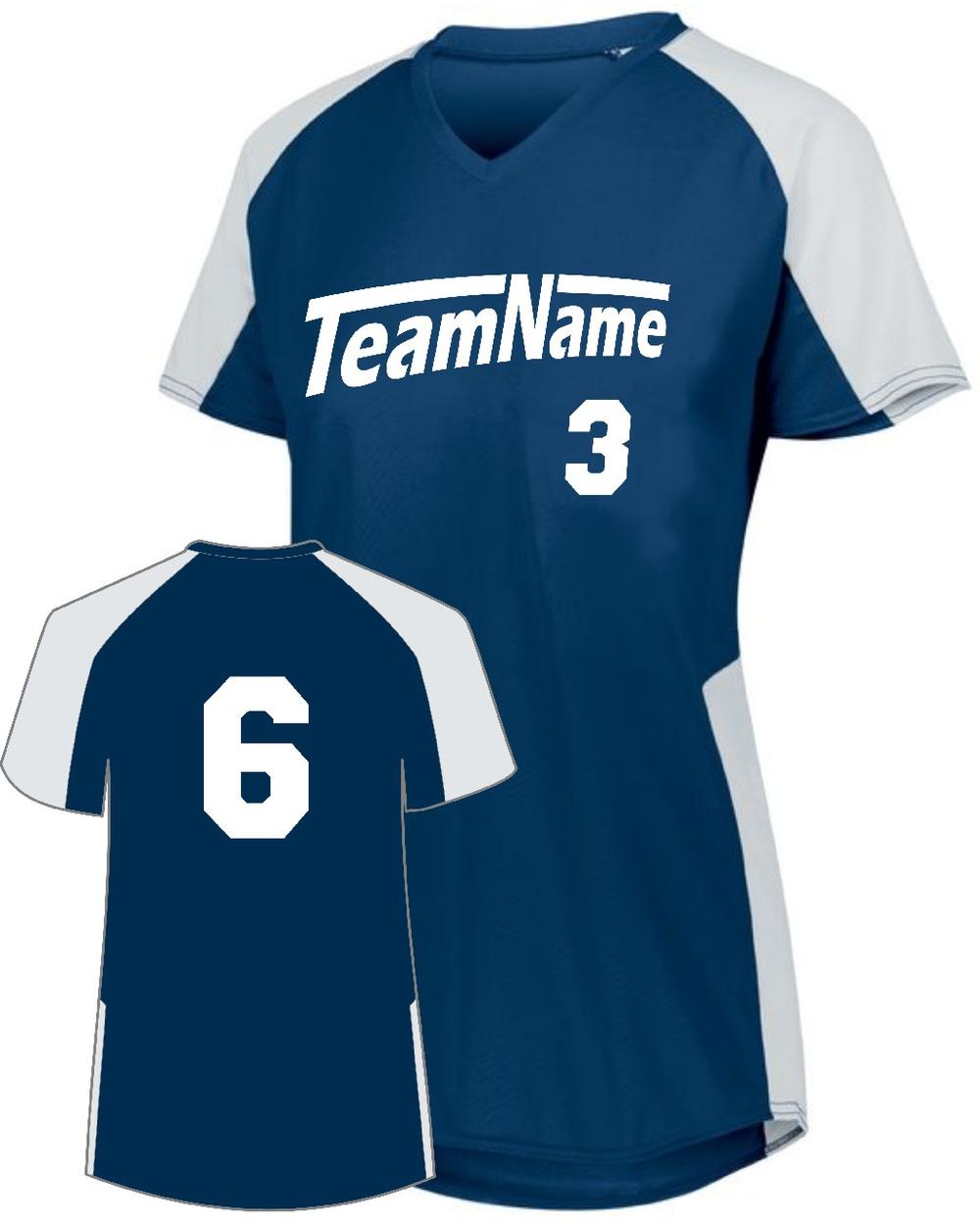 Augusta Girls Cutter Custom Softball Jersey, color: Navy/White