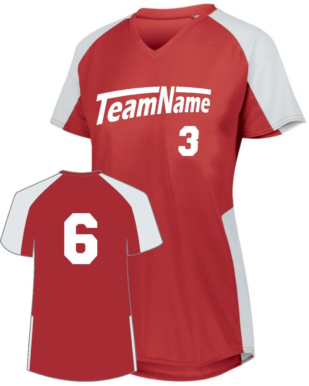 Augusta Girls Cutter Custom Softball Jersey, color: Red/White