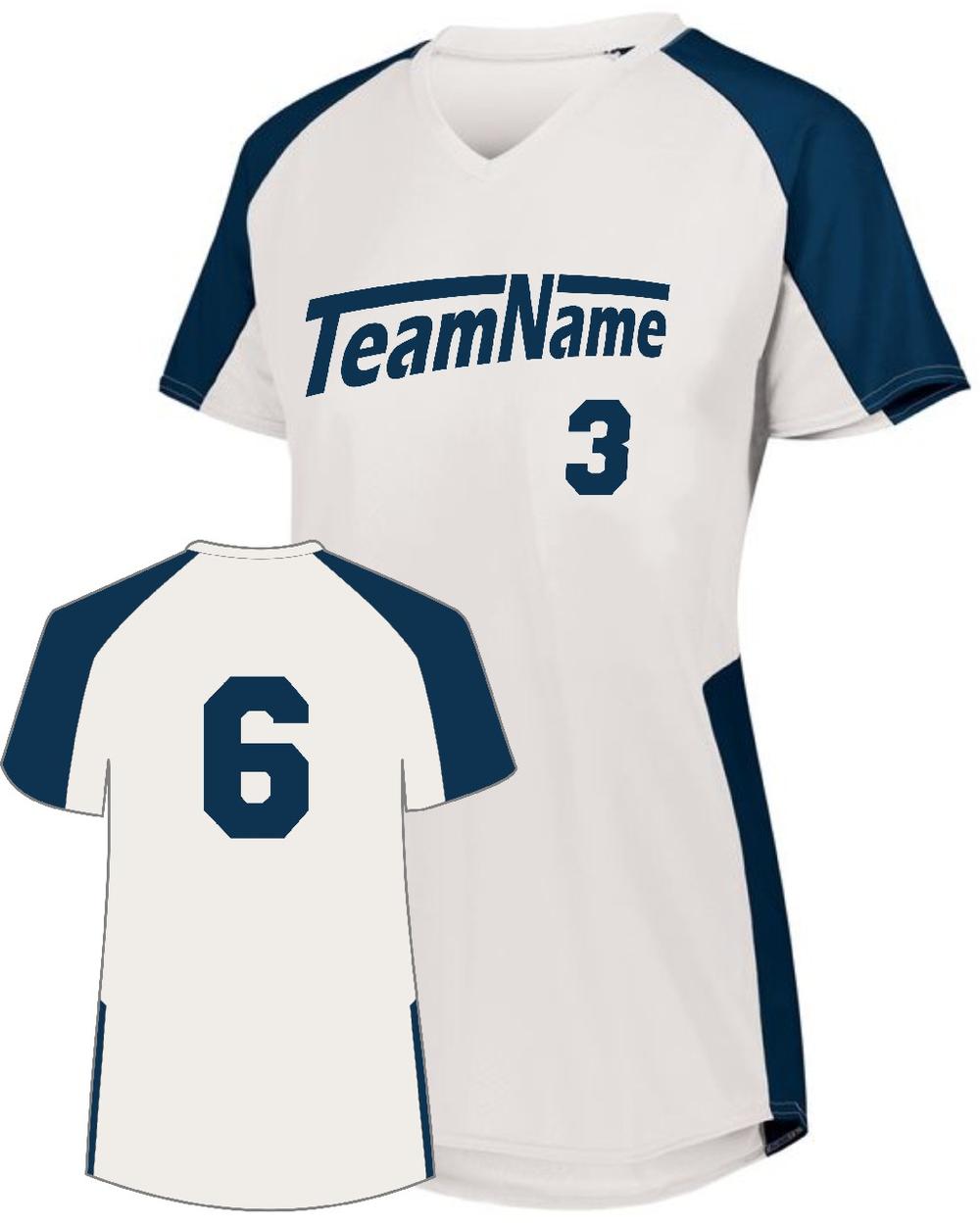 Augusta Girls Cutter Custom Softball Jersey, color: White/Navy