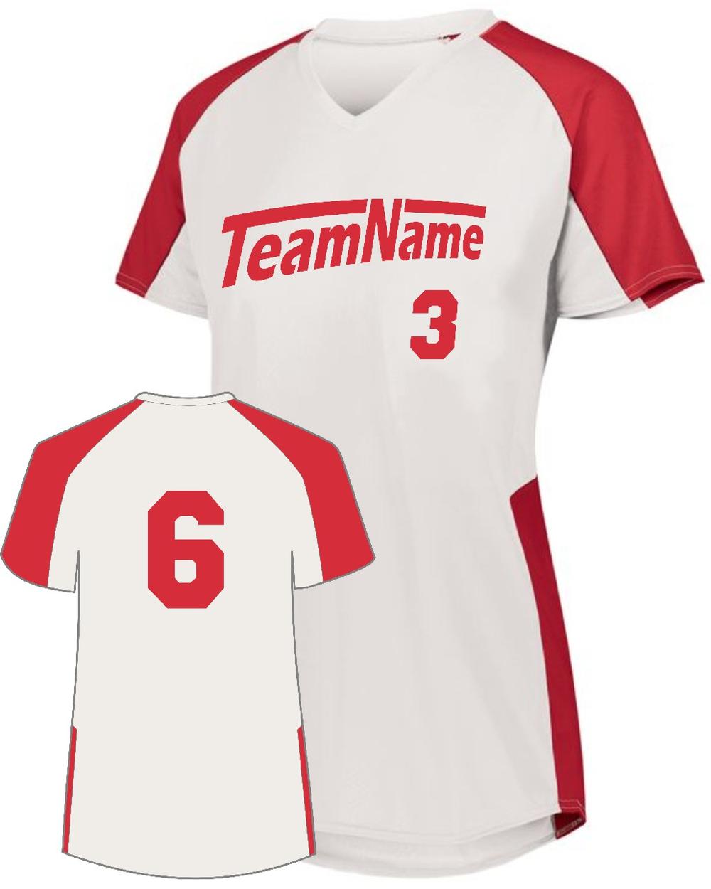 Augusta Girls Cutter Custom Softball Jersey, color: White/Red