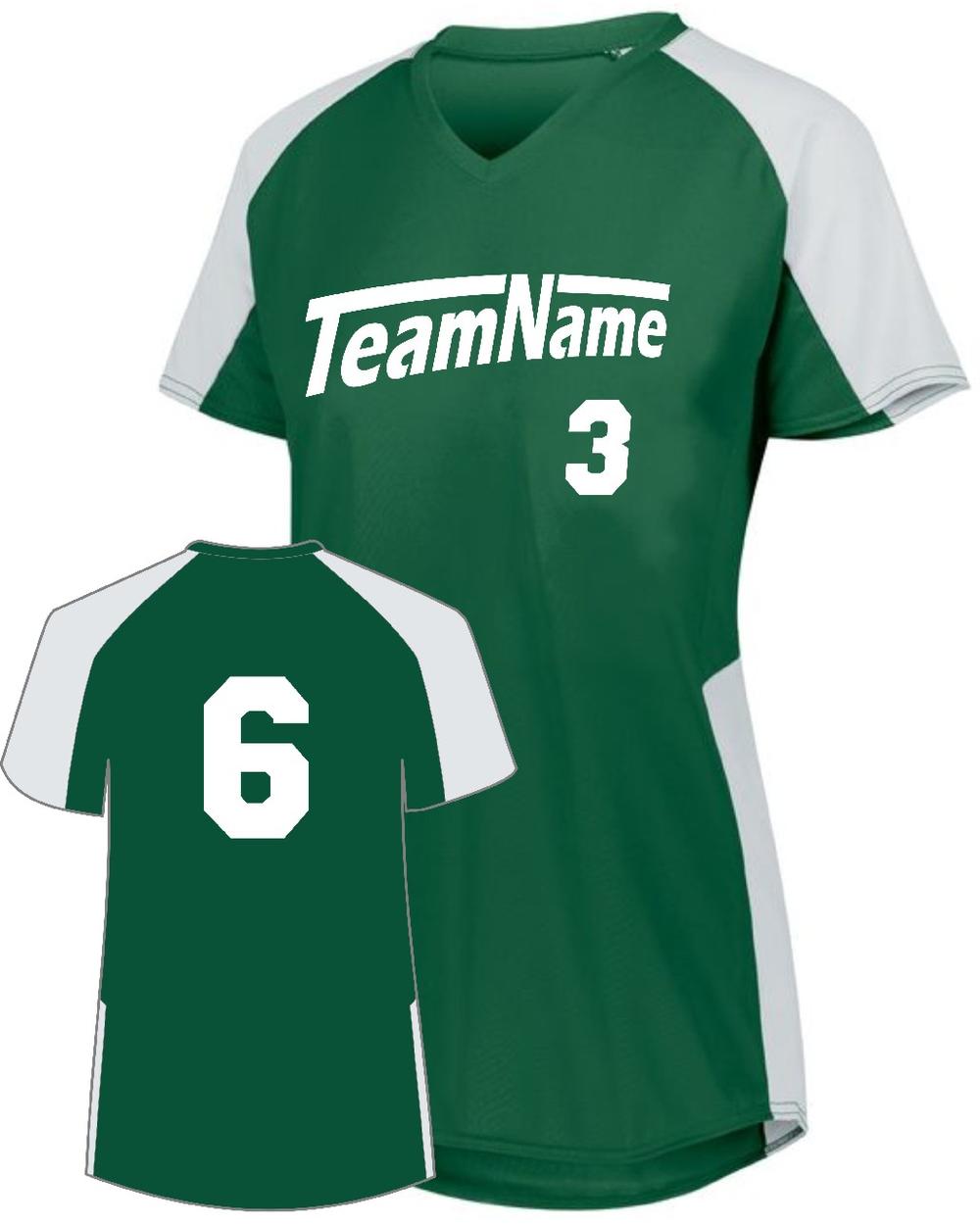 Augusta Girls Cutter Custom Softball Jersey, color: Dark Green/White