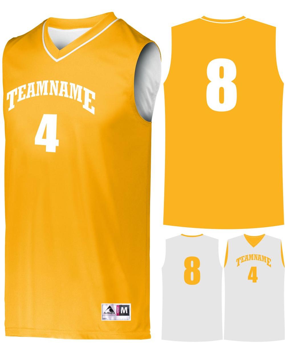 Augusta Prime Reversible Custom Basketball Jersey, color: Gold/White