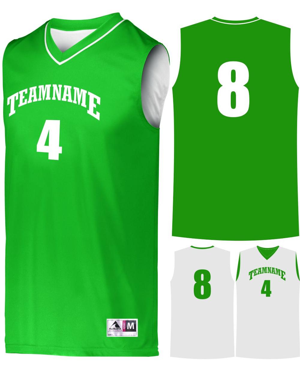 Augusta Prime Reversible Custom Basketball Jersey, color: Kelly/White