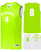 Augusta Prime Reversible Custom Basketball Jersey, color: Lime/White