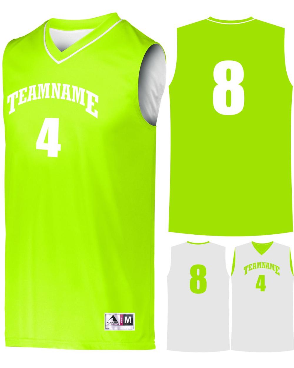 Augusta Prime Reversible Custom Basketball Jersey, color: Lime/White