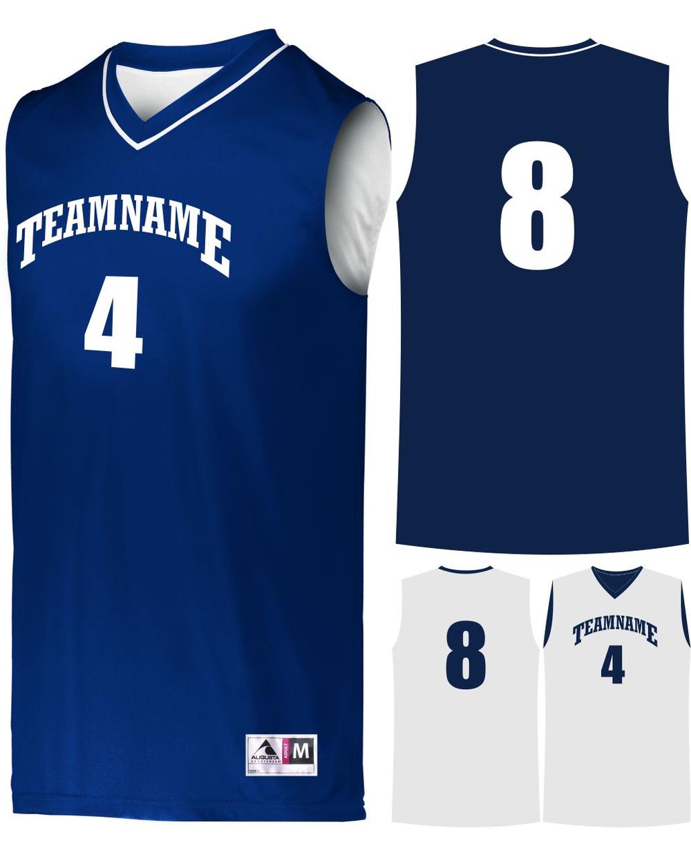Augusta Prime Reversible Custom Basketball Jersey, color: Navy/White