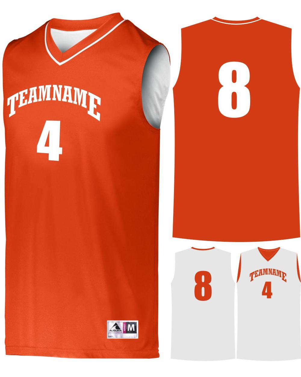 Augusta Prime Reversible Custom Basketball Jersey, color: Orange/White
