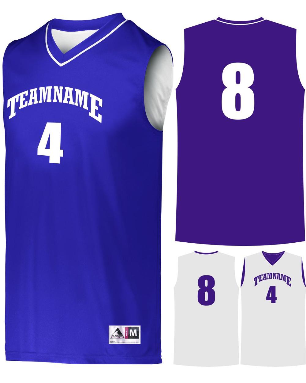 Augusta Prime Reversible Custom Basketball Jersey, color: Purple/White