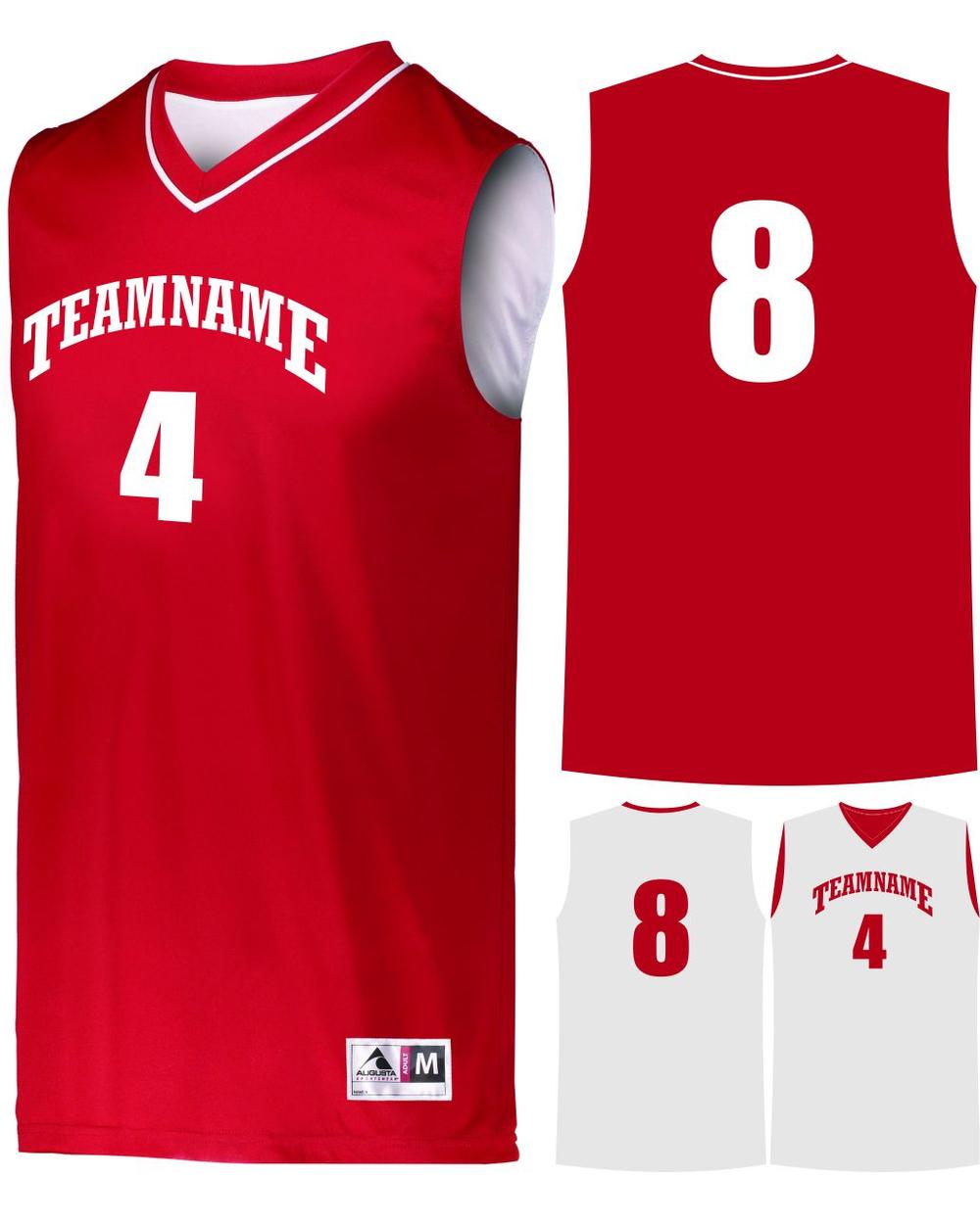 Augusta Prime Reversible Custom Basketball Jersey, color: Red/White