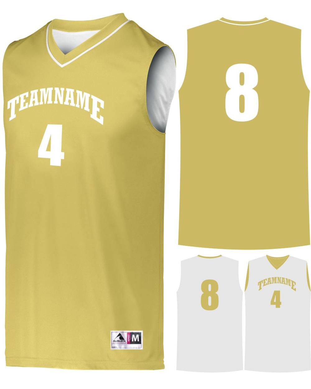 Augusta Prime Reversible Custom Basketball Jersey, color: Vegas Gold/White