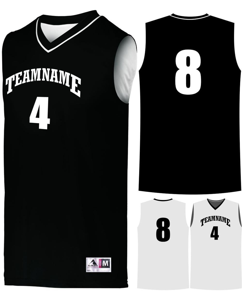 Augusta Prime Reversible Custom Basketball Jersey, color: Black/White