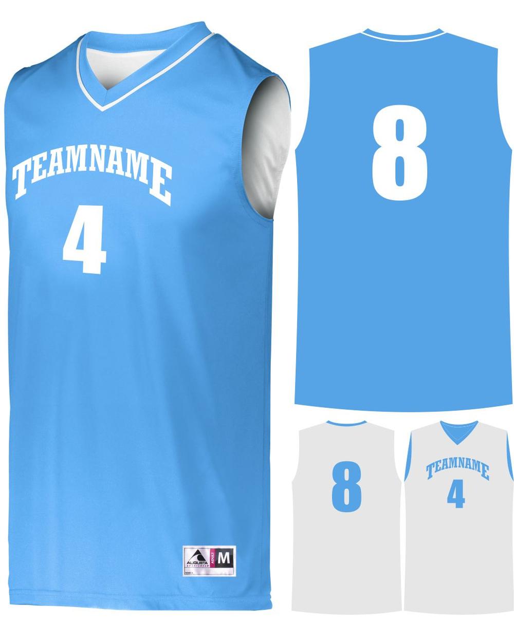 Augusta Prime Reversible Custom Basketball Jersey, color: Columbia Blue/White