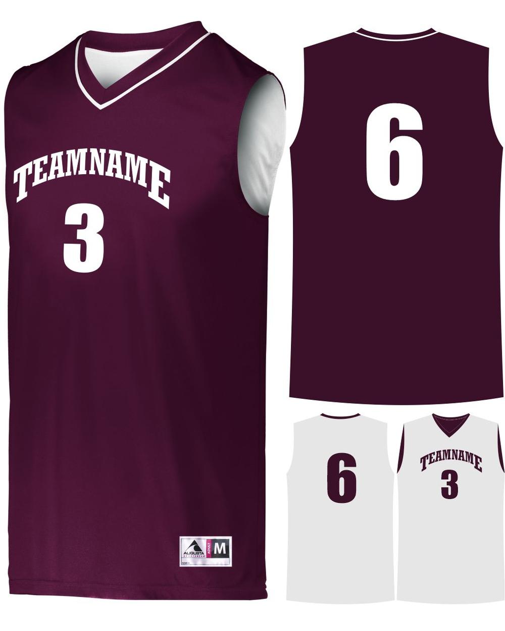 Augusta Prime Reversible Custom Basketball Jersey, color: Maroon/White
