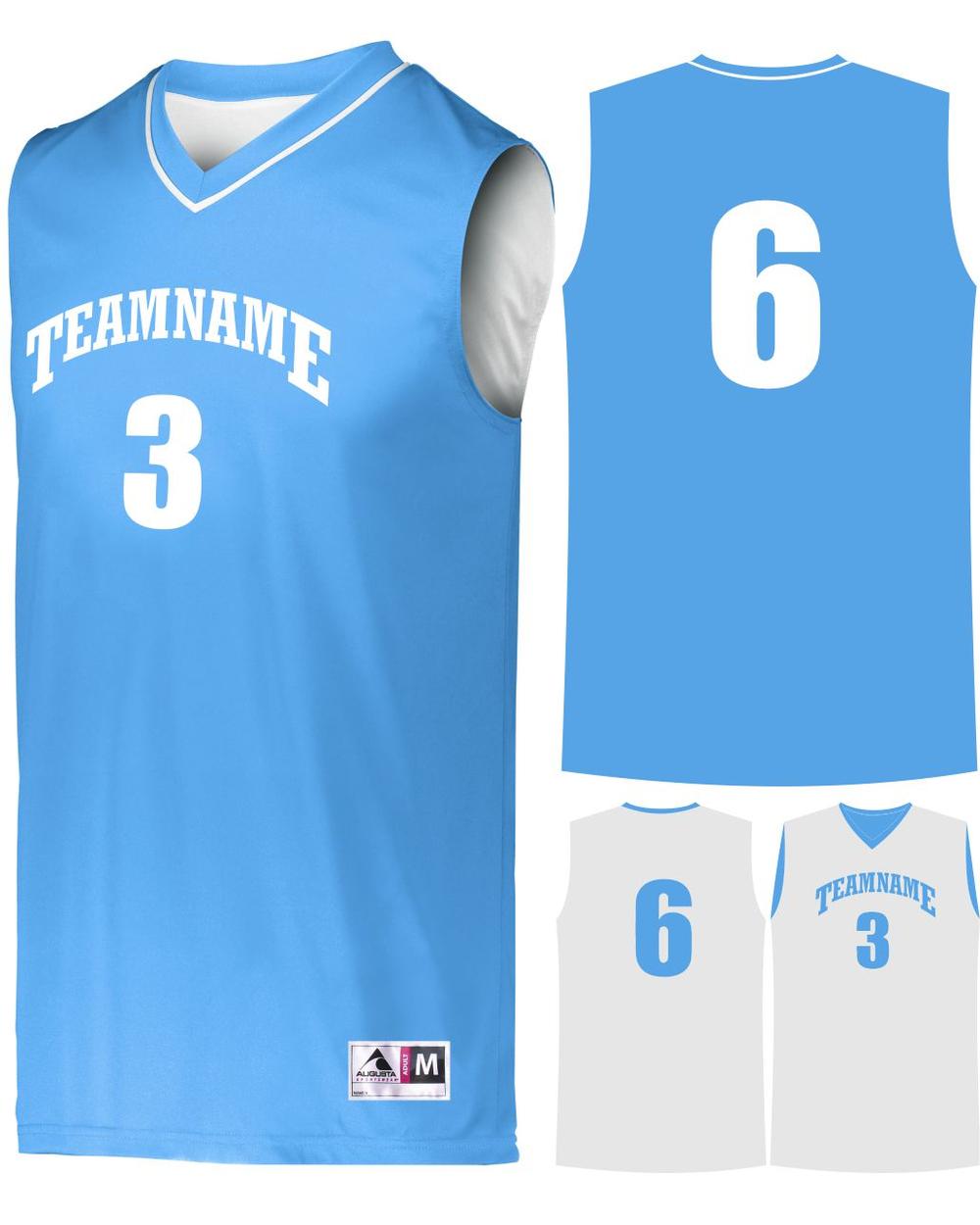 Augusta Youth Prime Reversible Custom Basketball Jersey, color: Columbia Blue/White