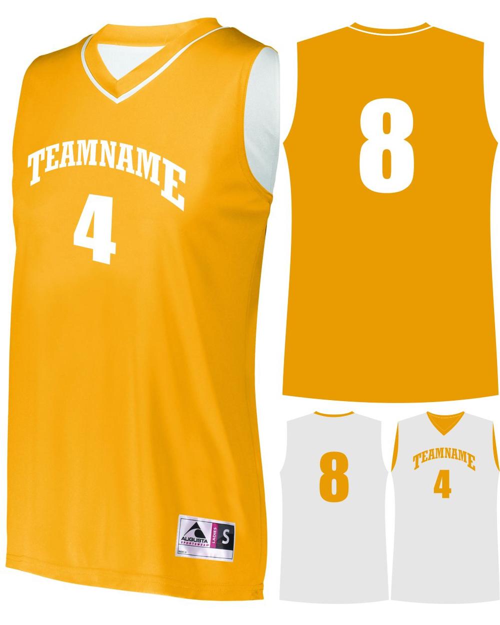 Augusta Prime Reversible Custom Basketball Jersey, color: Gold/White