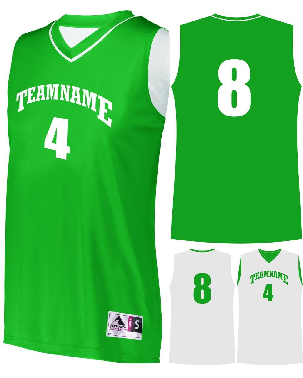 Augusta Prime Reversible Custom Basketball Jersey, color: Kelly/White