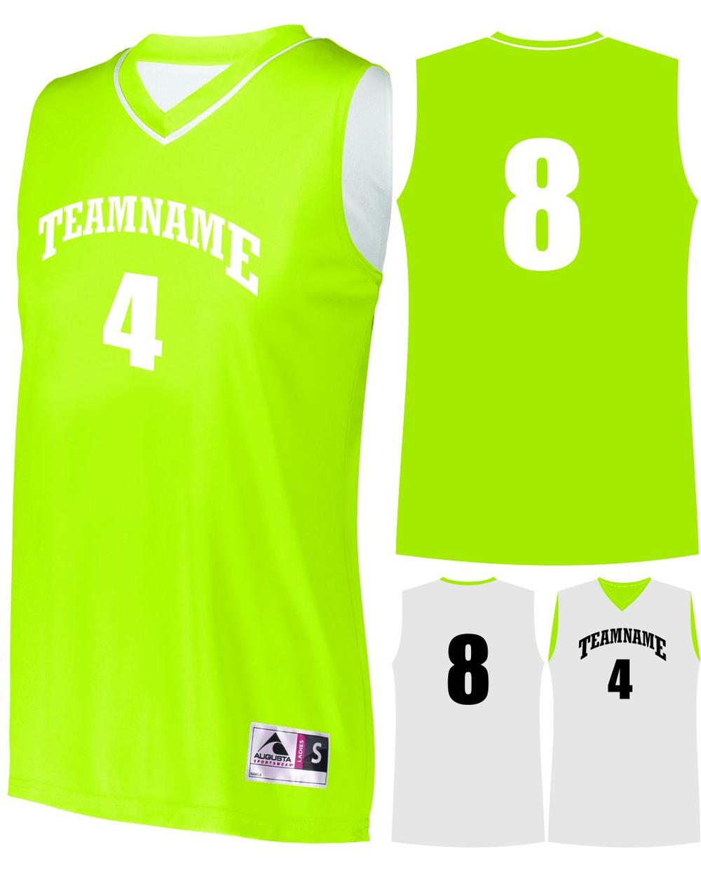 Augusta Prime Reversible Custom Basketball Jersey, color: Lime/White