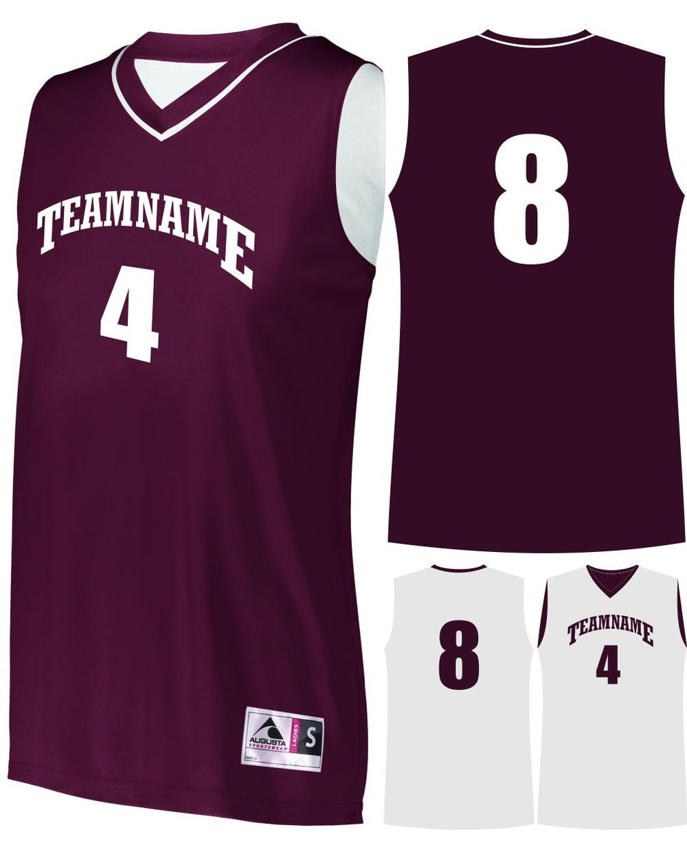 Augusta Women's Prime Reversible Custom Basketball Jersey, color: Maroon/White
