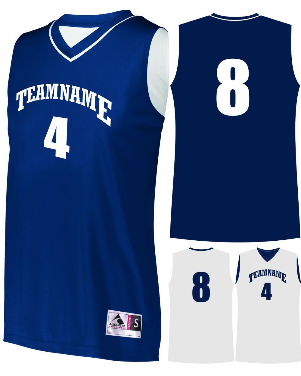 Augusta Prime Reversible Custom Basketball Jersey, color: Navy/White