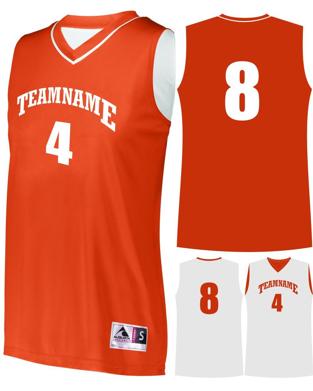 Augusta Women's Prime Reversible Custom Basketball Jersey, color: Orange/White