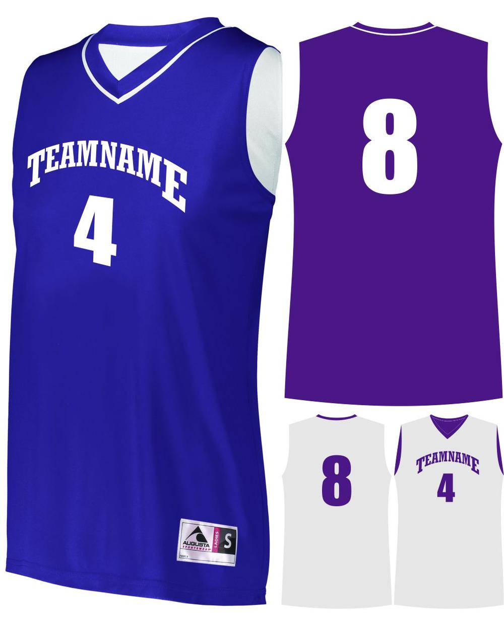 Augusta Women's Prime Reversible Custom Basketball Jersey, color: Purple/White