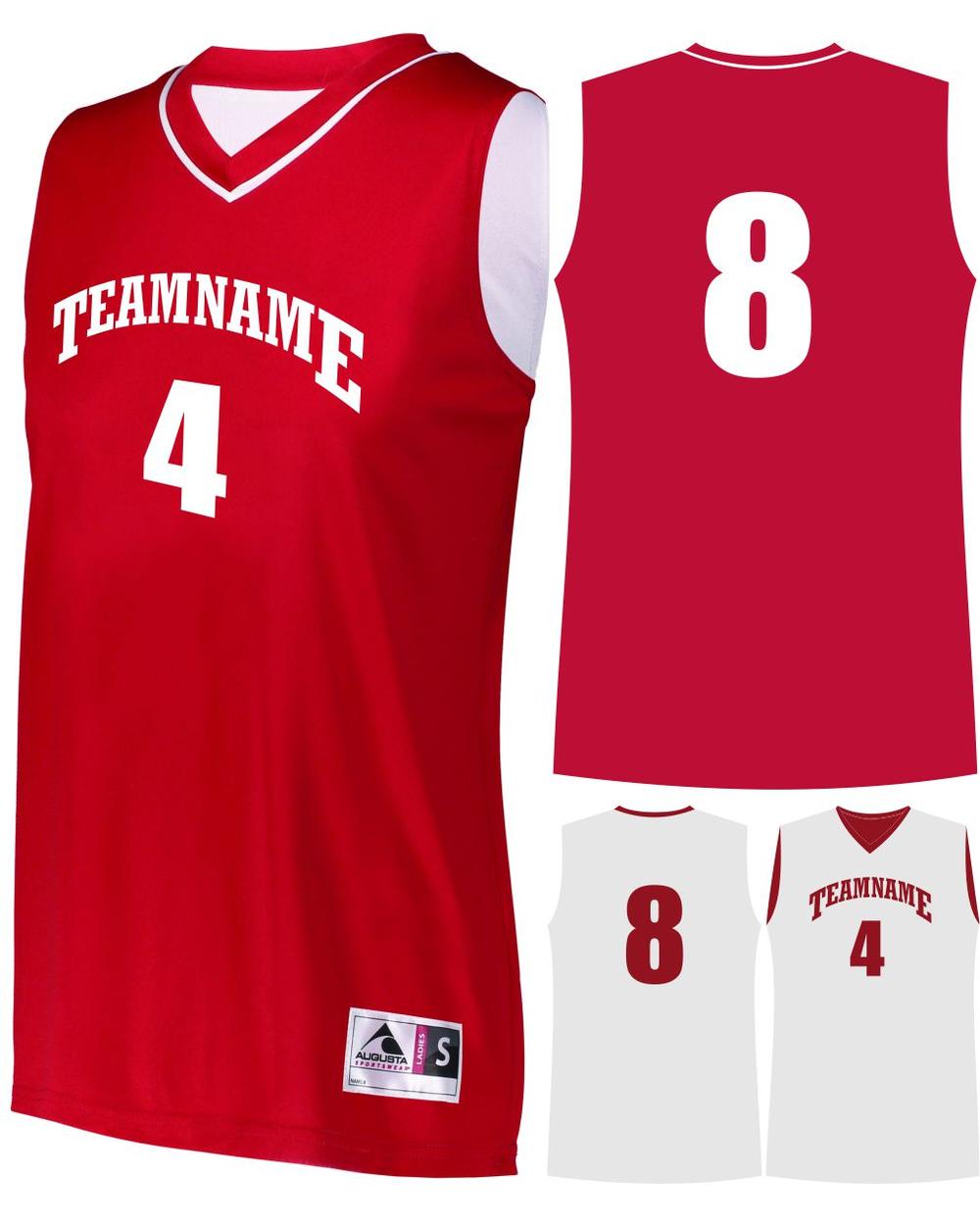 Augusta Prime Reversible Custom Basketball Jersey, color: Red/White