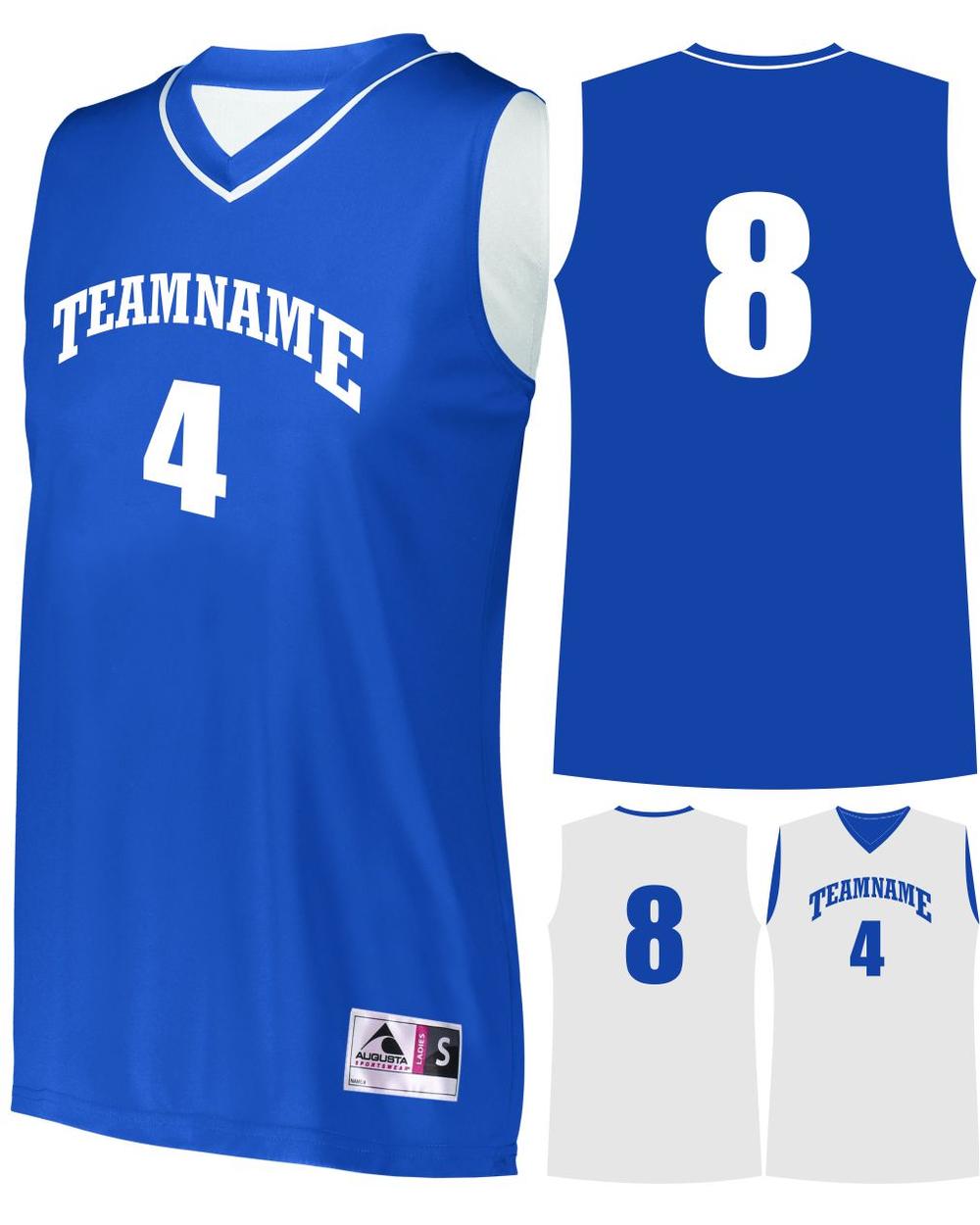 Augusta Women's Prime Reversible Custom Basketball Jersey, color: Royal/White