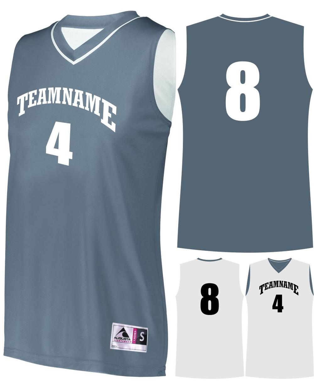 Augusta Prime Reversible Custom Basketball Jersey, color: Graphite/White