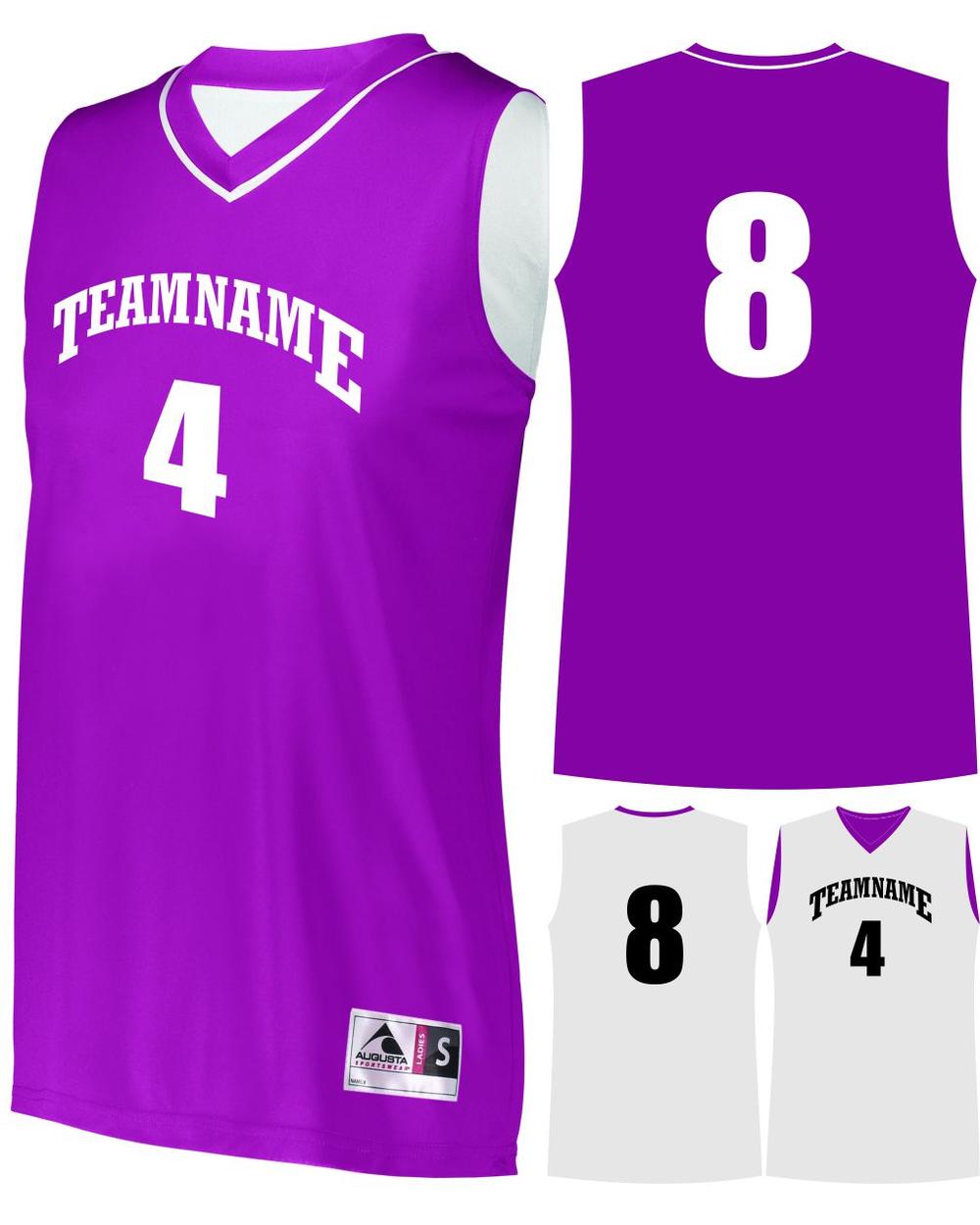 Augusta Women's Prime Reversible Custom Basketball Jersey, color: Power Pink/White