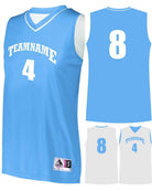 Augusta Prime Reversible Custom Basketball Jersey, color: Columbia Blue/White