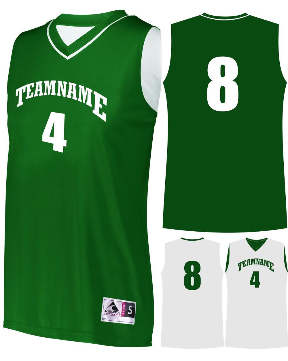 Augusta Prime Reversible Custom Basketball Jersey, color: Dark Green/White