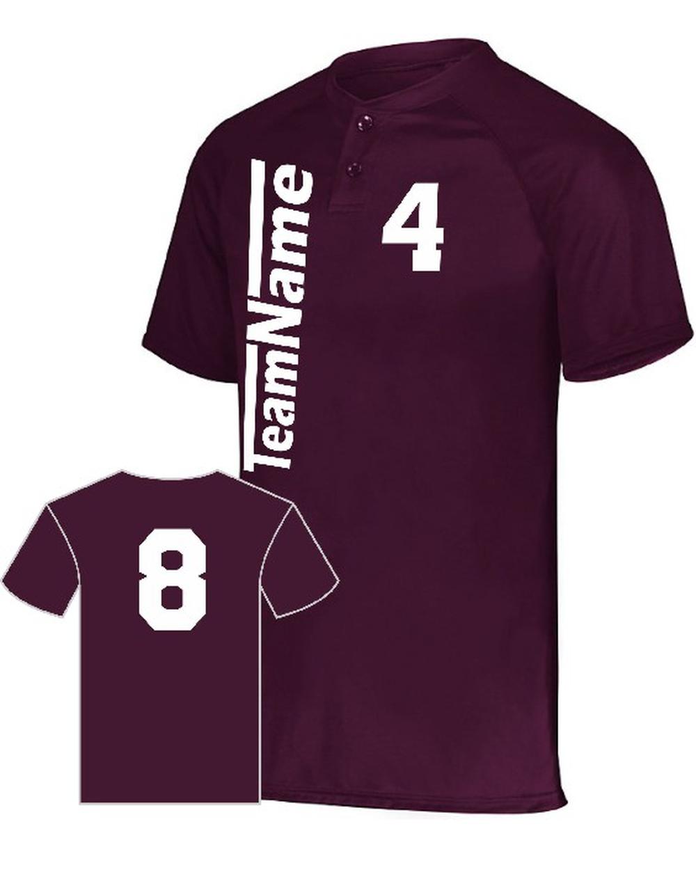 Augusta Men's Attain 2-Button Custom Baseball Jersey, color: Maroon
