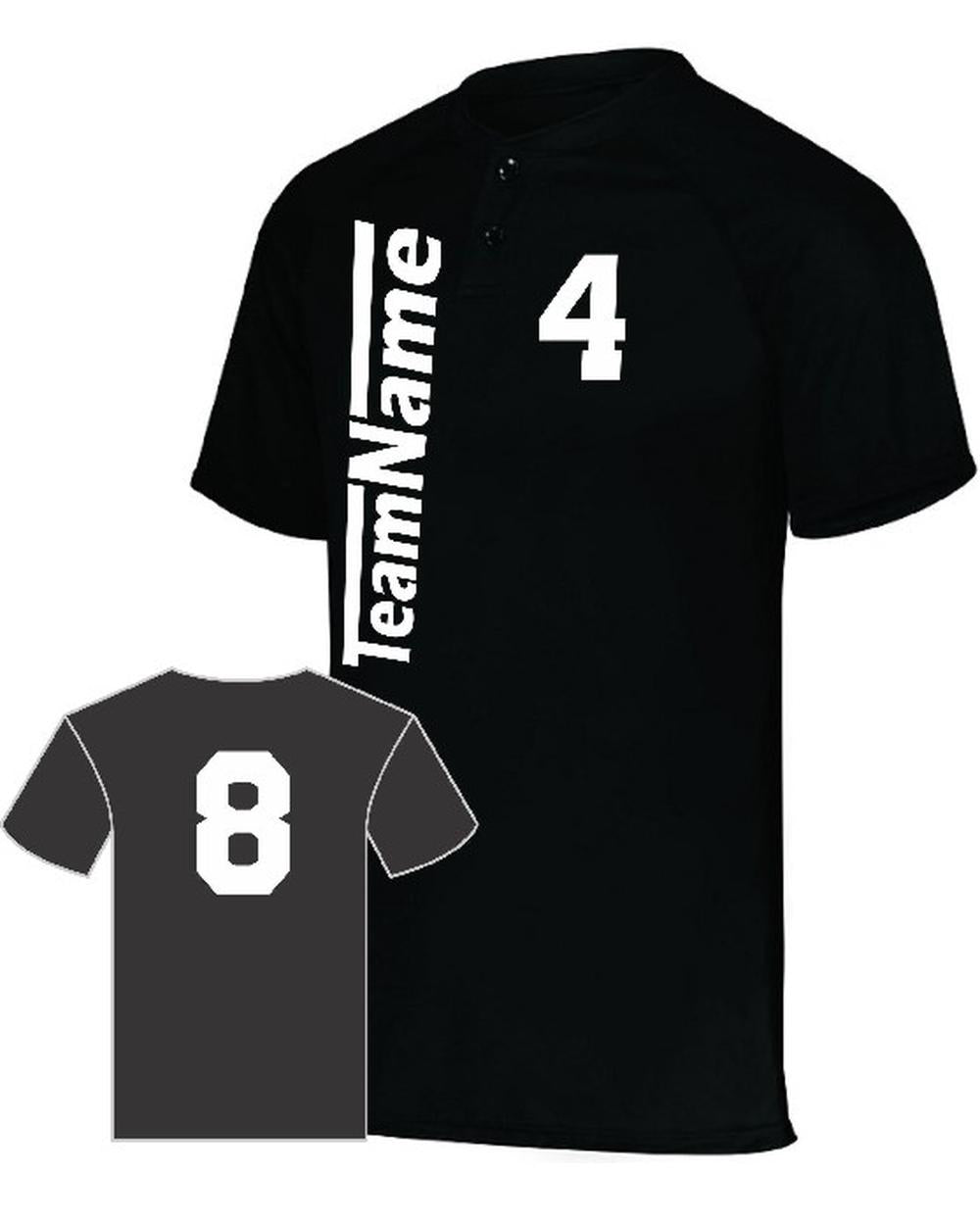 Augusta Attain 2-Button Custom Baseball Jersey, color: Black