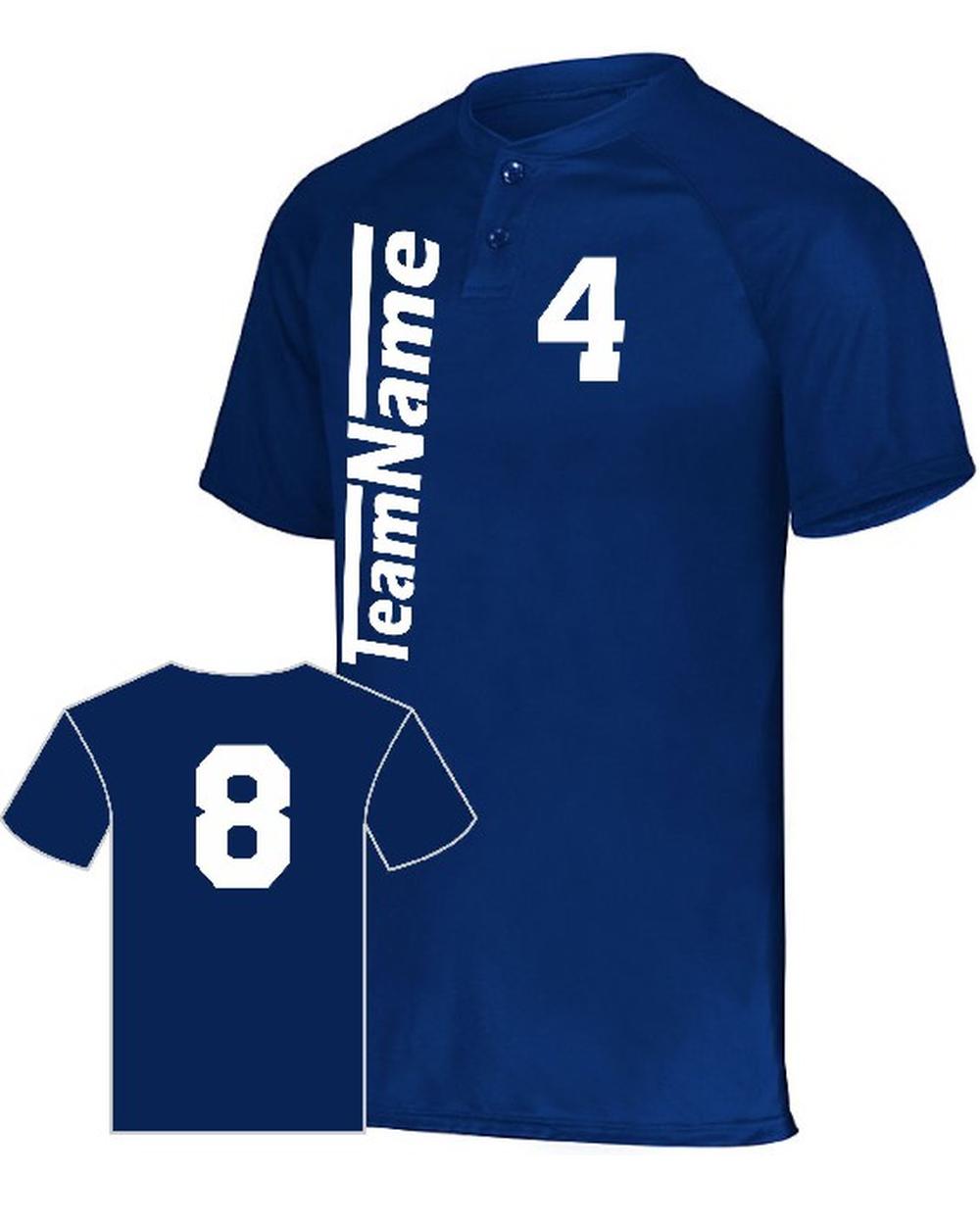 Augusta Men's Attain 2-Button Custom Baseball Jersey, color: Navy