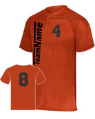 Augusta Attain 2-Button Custom Baseball Jersey, color: Orange
