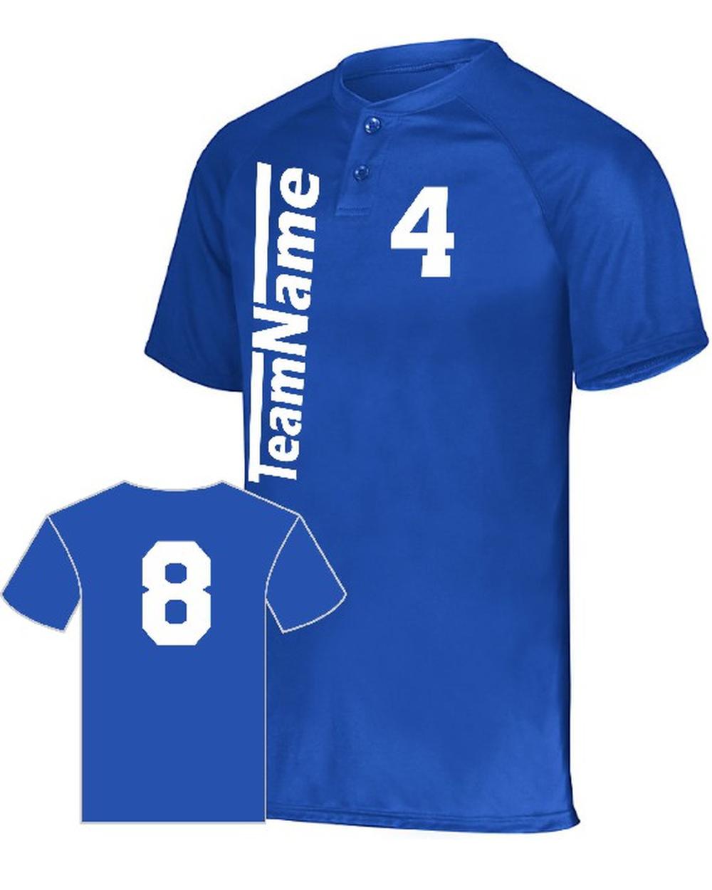Augusta Attain 2-Button Custom Baseball Jersey, color: Royal