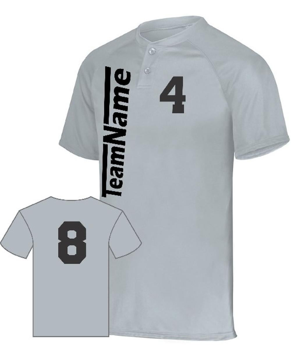 Augusta Men's Attain 2-Button Custom Baseball Jersey, color: Silver