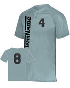 Augusta Attain 2-Button Custom Baseball Jersey, color: Blue Grey