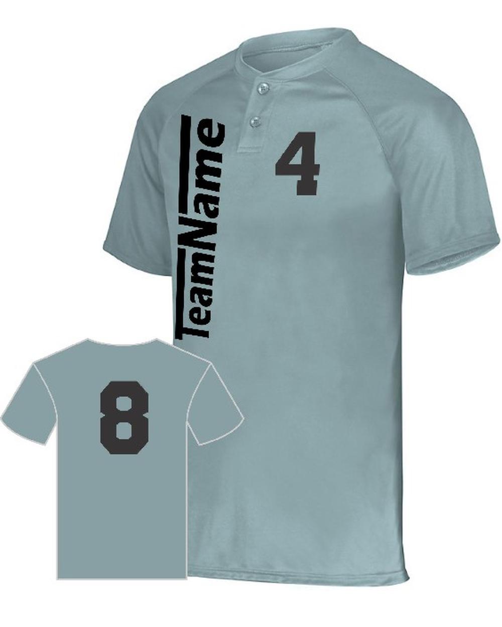 Augusta Men's Attain 2-Button Custom Baseball Jersey, color: Blue Grey
