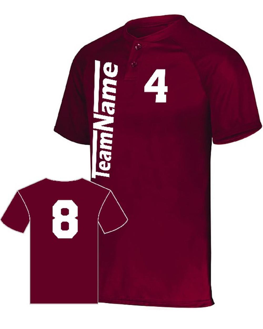 Augusta Men's Attain 2-Button Custom Baseball Jersey, color: Cardinal