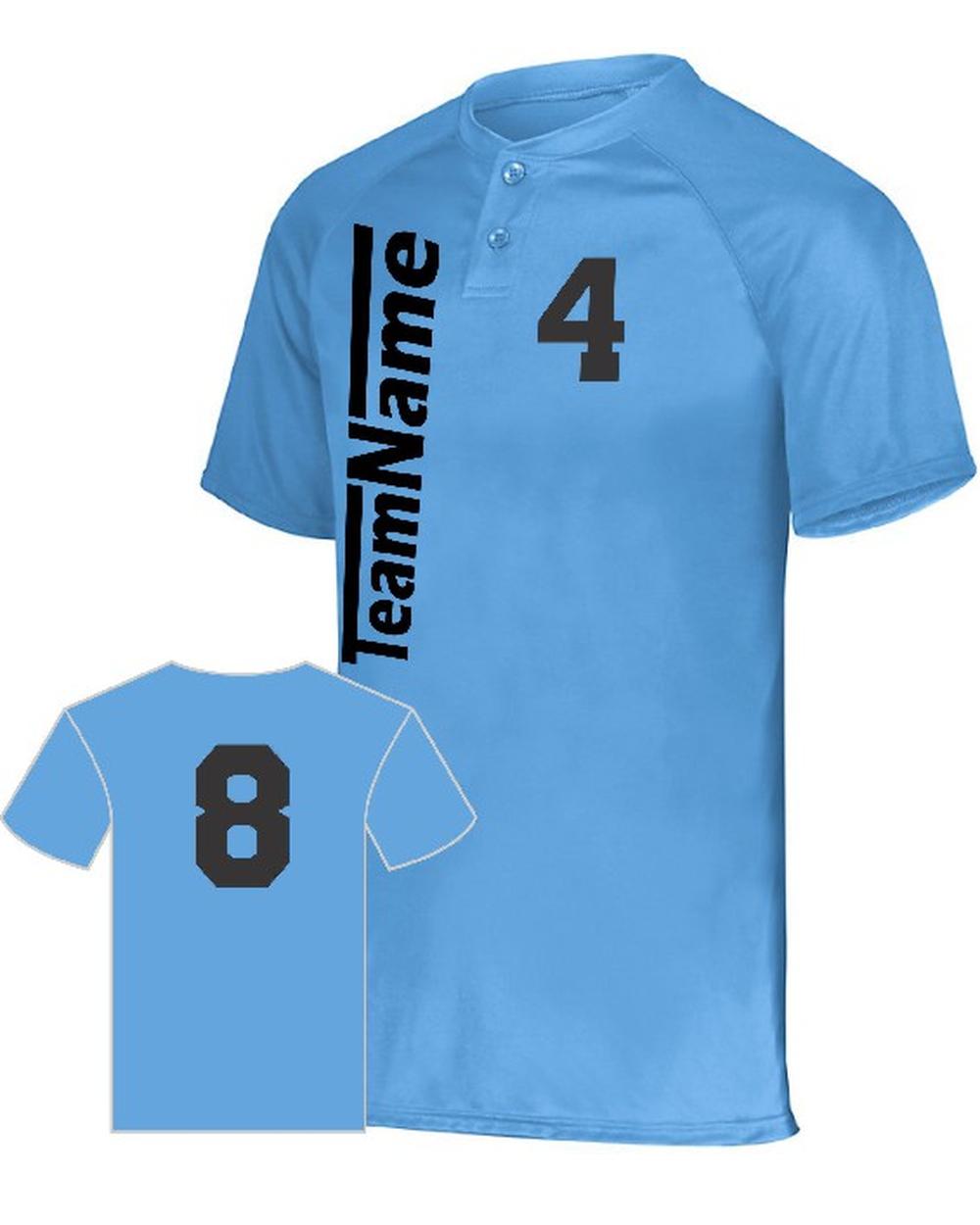 Augusta Attain 2-Button Custom Baseball Jersey, color: Columbia Blue