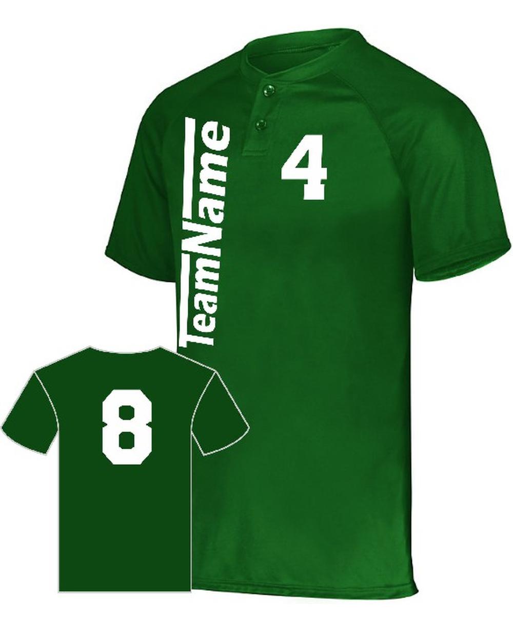 Augusta Attain 2-Button Custom Baseball Jersey, color: Dark Green