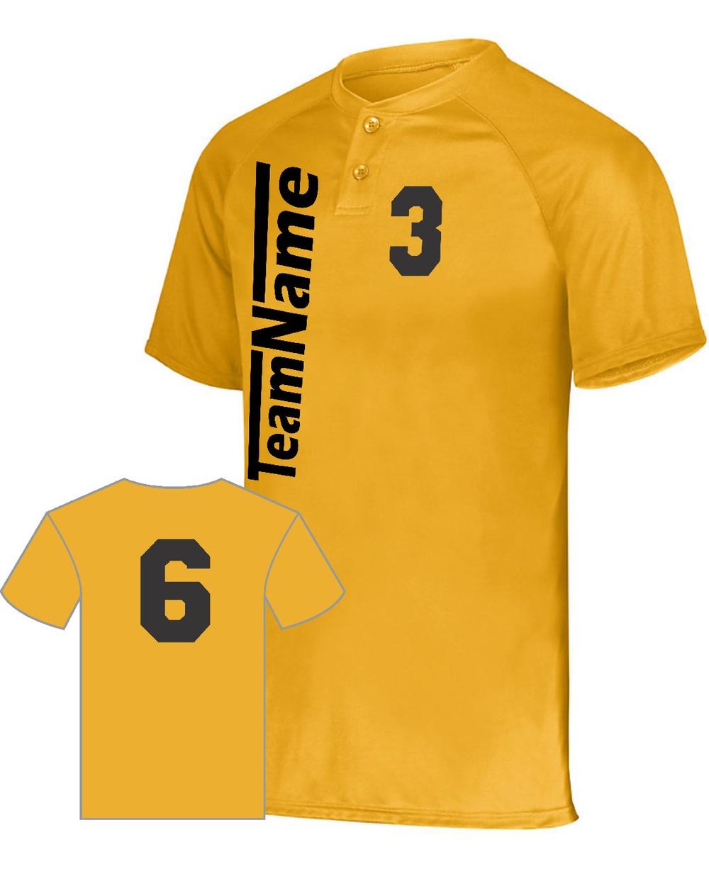 Augusta Youth Attain 2-Button Custom Baseball Jersey, color: Gold