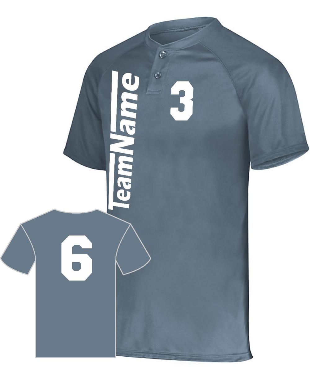 Augusta Youth Attain 2-Button Custom Baseball Jersey, color: Graphite