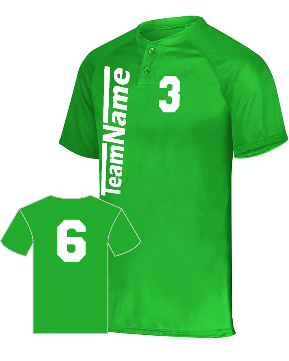 Augusta Youth Attain 2-Button Custom Baseball Jersey, color: Kelly