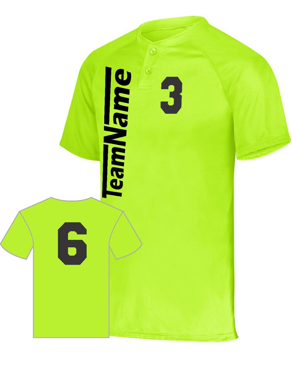 Augusta Youth Attain 2-Button Custom Baseball Jersey, color: Lime