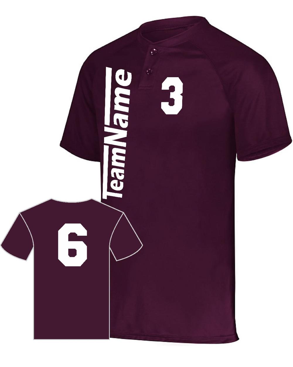 Augusta Youth Attain 2-Button Custom Baseball Jersey, color: Maroon