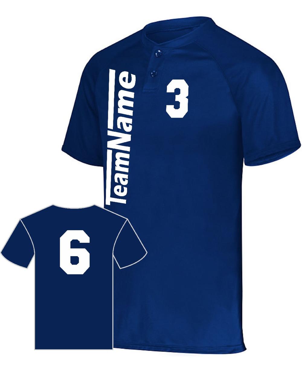 Augusta Youth Attain 2-Button Custom Baseball Jersey, color: Navy