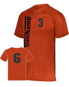 Augusta Attain 2-Button Custom Baseball Jersey, color: Orange